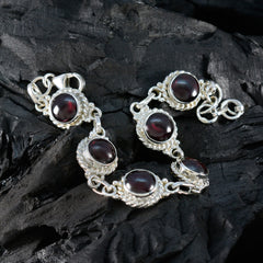 Garnet Women’s Day Tiny Red Sterling Silver Links Bracelet
