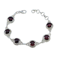Garnet Women’s Day Tiny Red Sterling Silver Links Bracelet