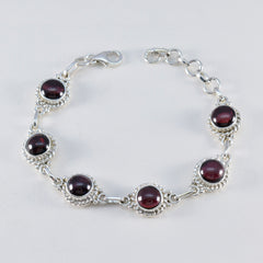 Garnet Women’s Day Tiny Red Sterling Silver Links Bracelet