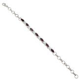 Garnet Yoga Day Slim Red Silver Tennis Bracelet