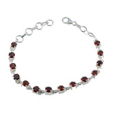 Garnet Labor Day Minimal Red Sterling Silver Links Bracelet
