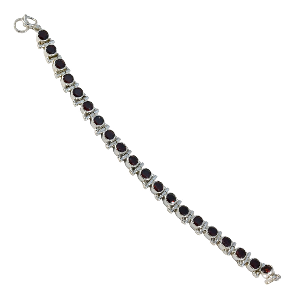 Garnet Labour Day Eye-catching Red 925 Silver Tennis Bracelet