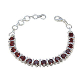 Garnet Luxury Minimal Red Silver Tennis Bracelet