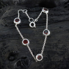 Garnet Melbourne Cup Minimalist Red 925 Silver Chain Bracelet