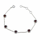 Garnet Melbourne Cup Minimalist Red 925 Silver Chain Bracelet