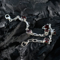 Garnet Memorial Whisper-thin Red Silver Links Bracelet