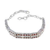 Garnet Memorial Day Minimal Red Sterling Silver Tennis Bracelet