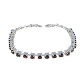 Garnet Midsummer’s Day Minimal Red Silver Tennis Bracelet