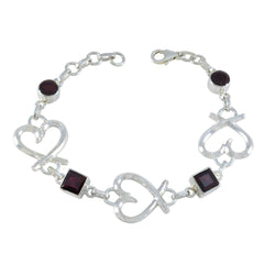 Garnet Mother’s Day Tiny Red Sterling Silver Links Bracelet