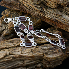 Garnet Mother's Day Elegant Red 925 Silver Links Bracelet