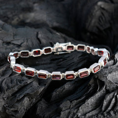 Garnet Movember Minimal Red Silver Tennis Bracelet