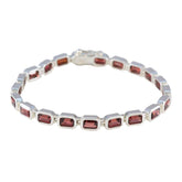 Garnet Movember Minimal Red Silver Tennis Bracelet