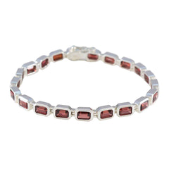 Garnet Movember Minimal Red Silver Tennis Bracelet