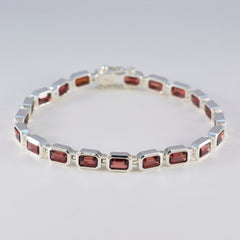 Garnet Movember Minimal Red Silver Tennis Bracelet