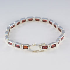 Garnet Movember Minimal Red Silver Tennis Bracelet