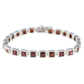 Garnet New Year's Day Classic Red Sterling Silver Tennis Bracelet