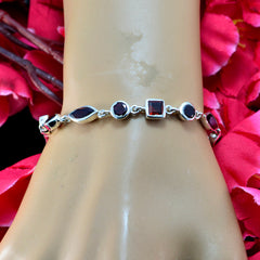 Granat Nyårsafton Fjäderljusrött 92.5 Silverlänkararmband