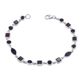 Garnet New Year's Eve Featherlight Red 92.5 Silver Links Bracelet