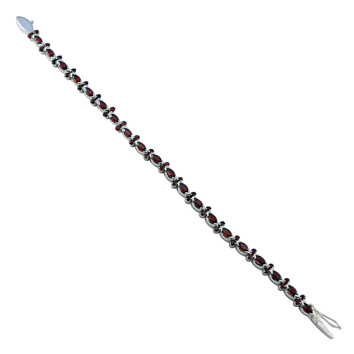 Garnet Nut Day Minimal Red 925 Silver Tennis Bracelet
