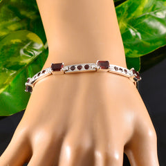 Granat Office Minimal Rot Silber Tennisarmband