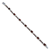 Garnet Office Minimal Red Silver Tennis Bracelet