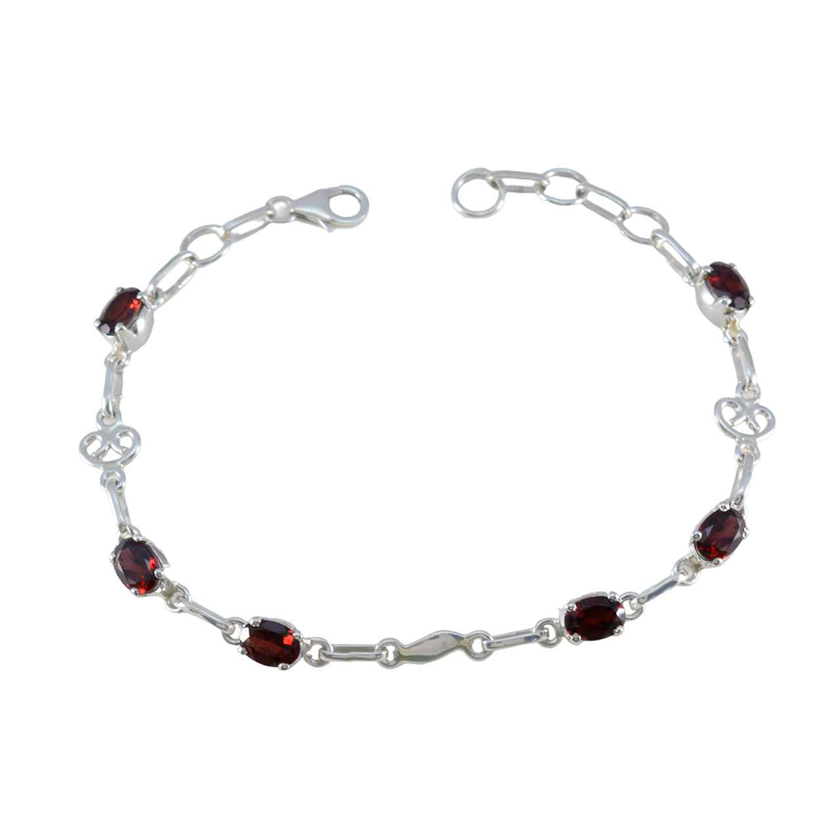 Garnet Kwanzaa Slim Red Silver Links Bracelet