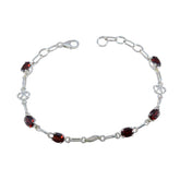 Garnet Kwanzaa Slim Red Silver Links Bracelet