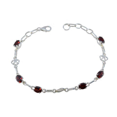 Garnet Kwanzaa Slim Red Silver Links Bracelet