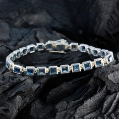 Blue Topaz One-of-a-Kind Classic Blue Silver Tennis Bracelet