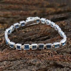 Blue Topaz One-of-a-Kind Classic Blue Silver Tennis Bracelet