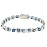 Blue Topaz One-of-a-Kind Classic Blue Silver Tennis Bracelet