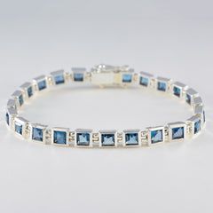 Blue Topaz One-of-a-Kind Classic Blue Silver Tennis Bracelet