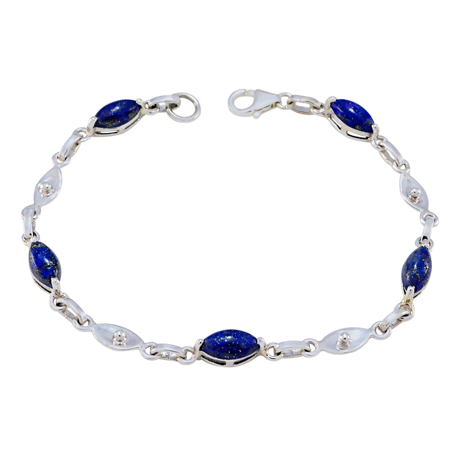 Lapis Lazuli Pancake Day Elegant Blue Sterling Silver Links Bracelet