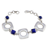 Lapis Lazuli Pentecost Monday? Minimal Blue Silver Links Bracelet