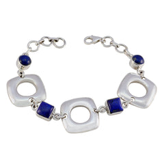 Lapis Lazuli Pentecost Monday? Minimal Blue Silver Links Bracelet