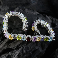 Bracelet tennis polyvalent multi-argent tapis rouge