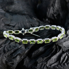 Peridot Silver Week Minimal Green Silver Tennis Bracelet