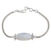 Rainbow Moonstone St George’s Day Featherlight White Silver Chain Bracelet
