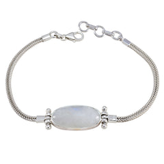 Rainbow Moonstone St George’s Day Featherlight White Silver Chain Bracelet