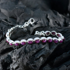 Ruby CZ Summer School Holidays Slim Red 925 Silver Tennis Bracelet