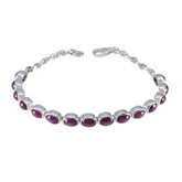 Ruby CZ Summer School Holidays Slim Red 925 Silver Tennis Bracelet