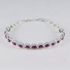 Ruby CZ Summer School Holidays Slim Red 925 Silver Tennis Bracelet