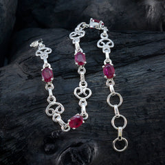 Ruby CZ Summer Solstice Slim Red Silver Links Bracelet
