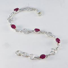 Ruby CZ Summer Solstice Slim Red Silver Links Bracelet