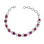 Ruby CZ Super Bowl Tiny Red Sterling Silver Links Bracelet