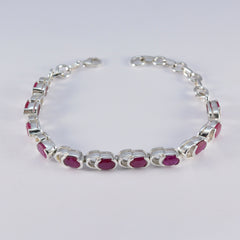 Ruby CZ Super Bowl Tiny Red Sterling Silver Links Bracelet