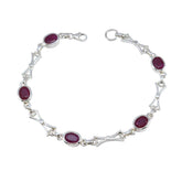 Indian Ruby Super Bowl Sunday Tiny Red 925 Silver Links Bracelet