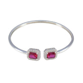 Ruby CZ Surprise Gift Tiny Red Sterling Silver Bangle Bracelet