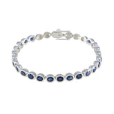 Blue Supphire CZ Tea Day Minimal Blue Silver Tennis Bracelet