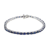 Blue Supphire CZ Teachers Day Tiny Blue Sterling Silver Tennis Bracelet